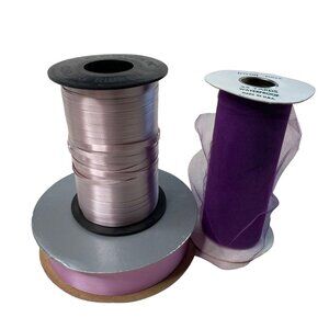Purple Ribbon Lot Spool Satin Curling Ribbon Nylon Tulle Partial  Yardage u